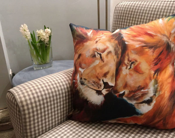 Rebecca Morris Art - Lions Cushion