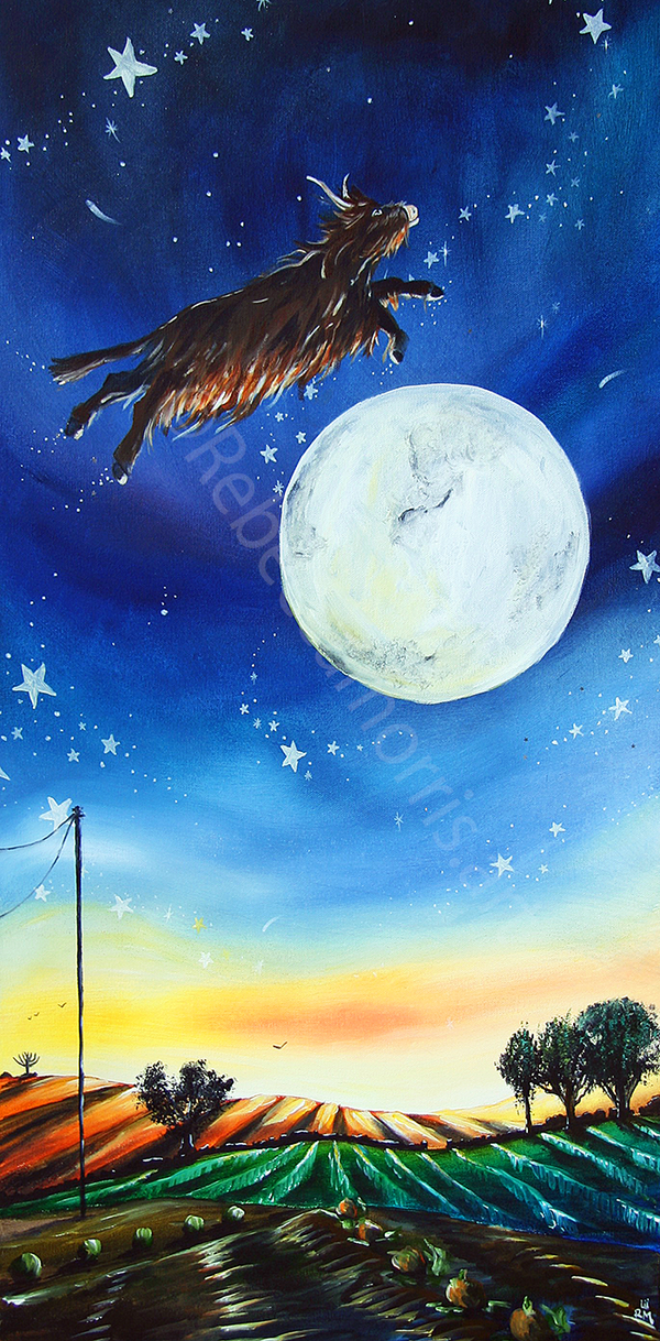 Rebecca Morris Art - The ‘Highland Cow’ jumped over the moon