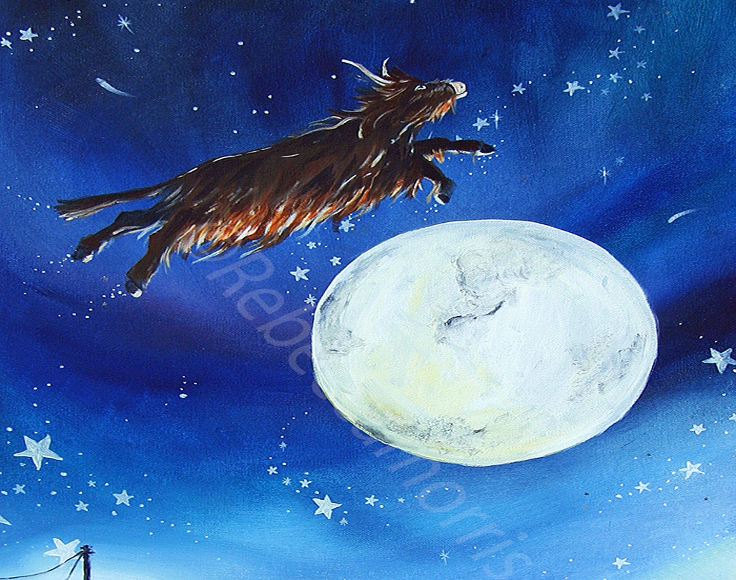 Rebecca Morris Art - The ‘Highland Cow’ jumped over the moon